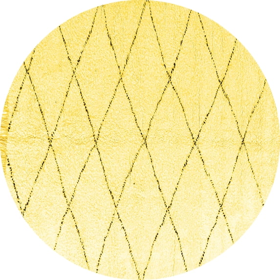 Ahgly Company Indoor Round Solid Yellow Modern Area Rugs, 3' Round