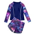 thumbnail image 2 of Hicidod Girls Long Sleeve Rash Guard 2 Piece Swimsuit Set Cute Floral Printed UPF 50+ Sun Protection Teen Swimsuit with Boyshorts, 2 of 3