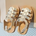 thumbnail image 4 of Karoyedx Toddler Summer Shoes Girl's Summer Sandals Casual Flower Print Open Toe Summer Princess Sandals Toddler Lightweight Soft Outdoor Shoes Gold Size,8, 4 of 6