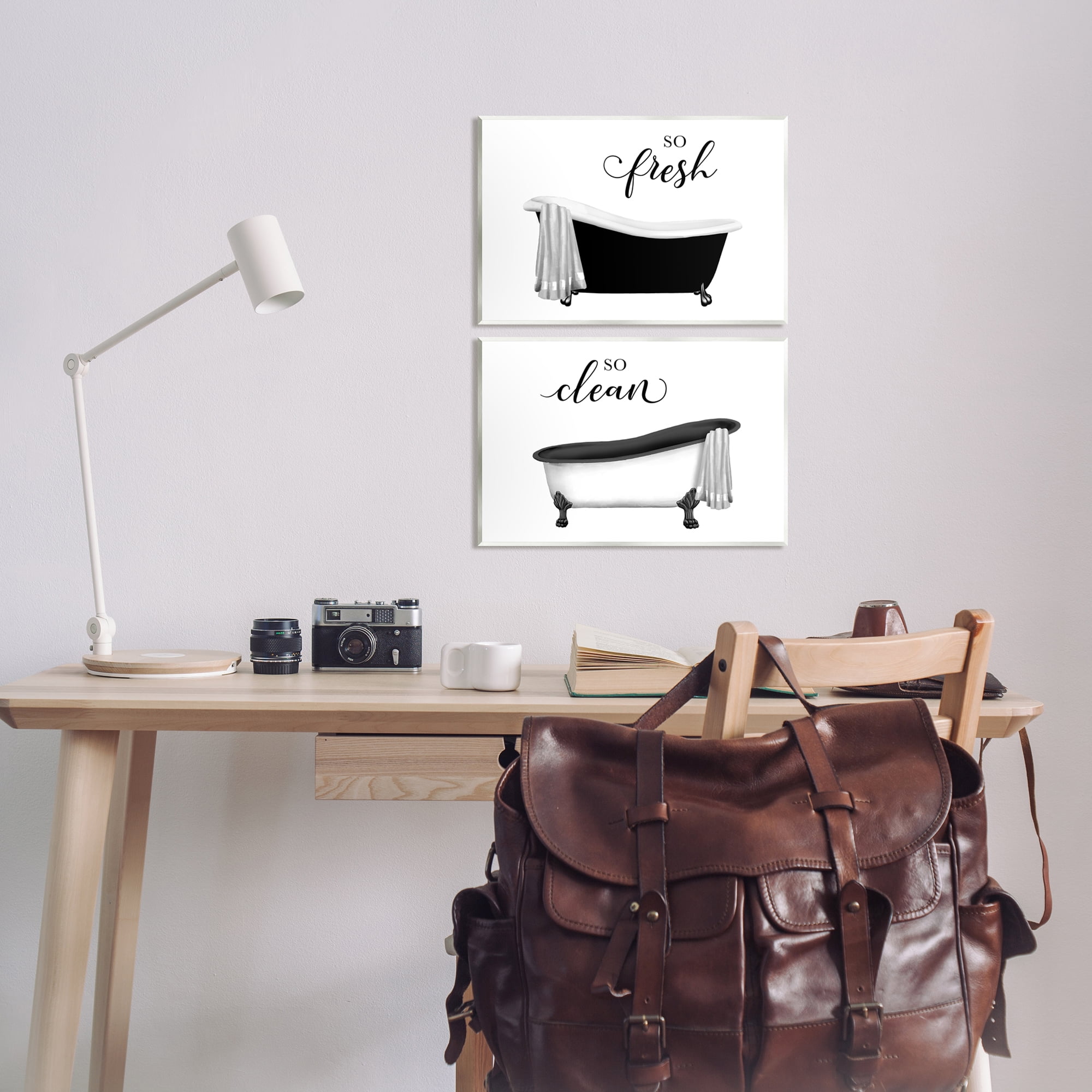 Stupell Industries So Fresh & Clean Bathtubs Typography Painting Unframed Art Print Wall Art, Set of 2