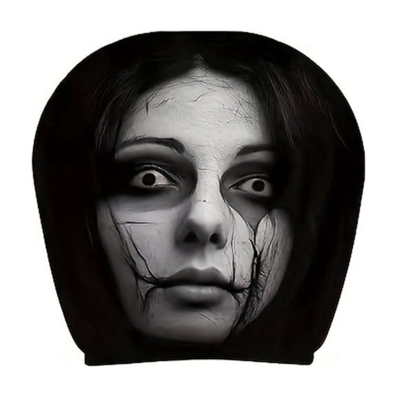 WEEEANT Car Headrest Cover, Ghostly Woman Face Print, Universal Fit Elastic Polyester Fabric, Halloween Themed Interior Ornament for Trucks and SUVs
