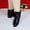 Black, variant on Women's Comfortable office Ankle Booties Round Toe Side Zipper Low Heel All-Match Slip on Casual Fashion Short Boots Red 7.5(40)