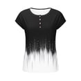 thumbnail image 5 of Women's Summer Tops Short Sleeve Spring Fashion Printed Button Detail Crew Neck Comfy Tunic Top Tees (L, Black), 5 of 8