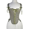 thumbnail image 2 of UAYOTSE Womens Overbust Corset Tie Front Lace-up Back Bustier Shapewear Top,Green L, 2 of 9