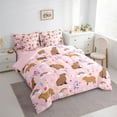 thumbnail image 3 of Manfei Cute Cartoon Capybara 7-Piece Twin Bedding Sets,Girls Flower Floral Bedding Comforter Set,Pink Brown Sheet Sets For Princess,Microfiber Bedroom Decor Reversible, 3 of 8