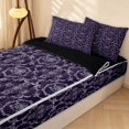 thumbnail image 2 of Erosebridal Victorian Damask Zipper Twin Comforter Sets with Fitted Sheet and 2 Pillowcases, Bohemian Blossom Zipper Bedding Set, Dark Purple Silver, Black Reversible, 2 of 7