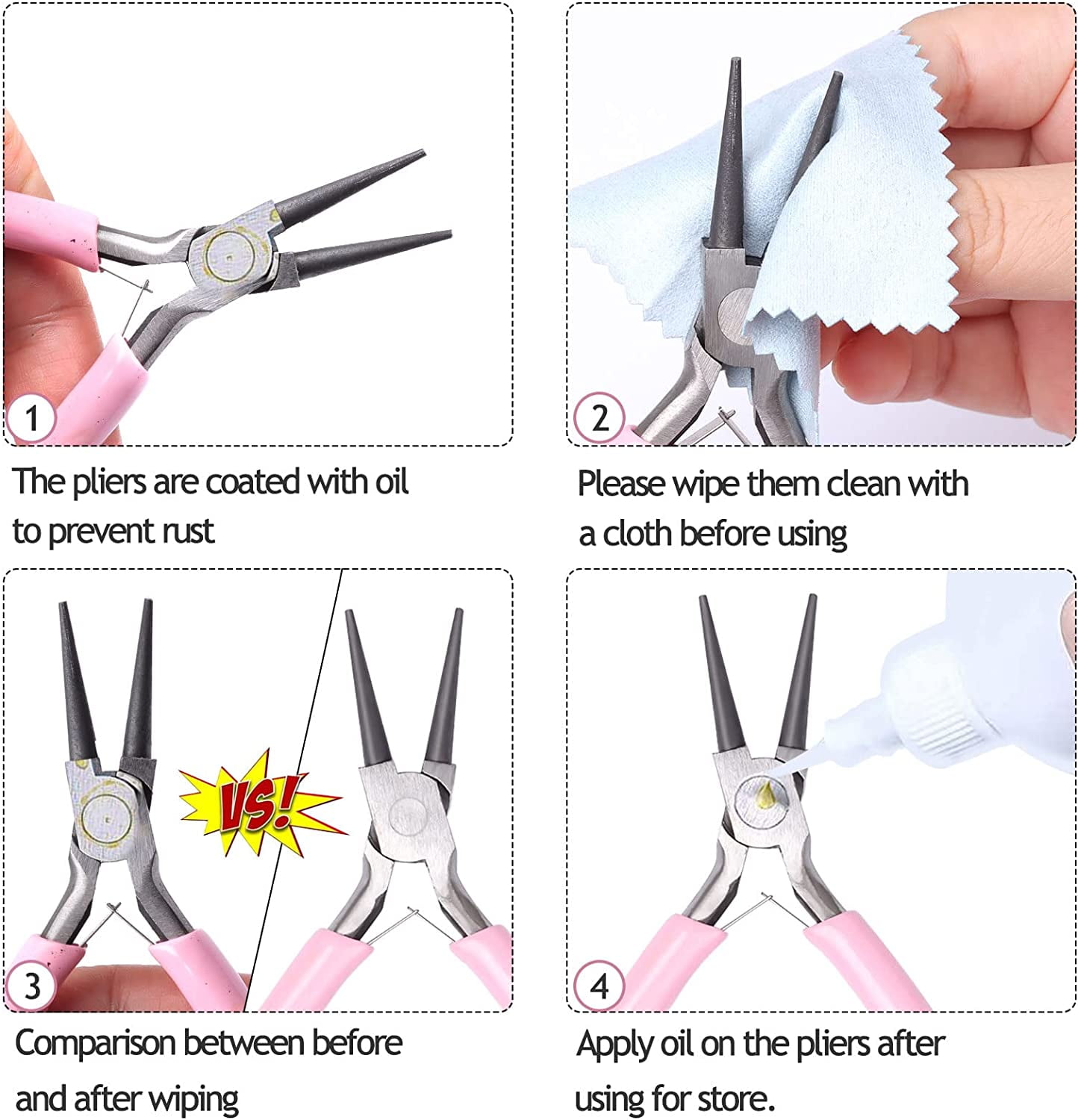 3 Pack Jewelry Set Tools Includes Needle Nose, Round Nose and Wire Cutters Chain Nose for Jewelry Making Repair, Wire Wrapping, Beading and Crafts
