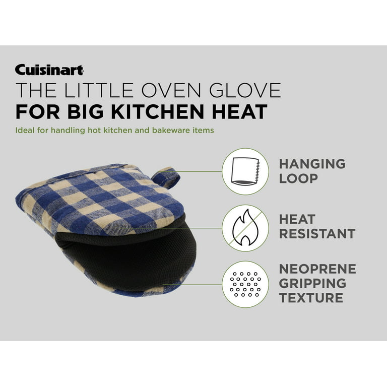 Cuisinart Buffalo Check Mini Oven Mitts, 2 Pack, Blue and Ivory Plaid  Design - Non-Slip Grip Oven Gloves with Insulated Pockets - 5.5 x 7.25  Inches 