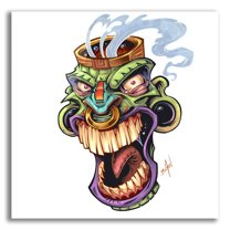 Epic Art 'Tiki Head 2 Screaming' by Flyland Designs, Acrylic Glass Wall Art, 12"x12"