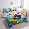 thumbnail image 3 of Castle Fairy Animal Panda Twin Bedding Sets,Flowers Butterfly Bedding Comforter Set, 3 of 8