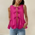 thumbnail image 2 of vigerkar Women Trendy Bow Tie Front Babydoll Tank Tops Sleeveless Peplum Ruffle Blouse Tie Up Summer Casual Dressy Tunic Hot Pink, L, 2 of 7
