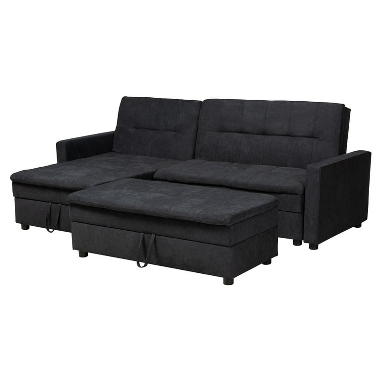 Baxton studio noa fabric left facing storage sectional sleeper sofa on sale with ottoman