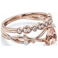 thumbnail image 2 of Boho & hippie 1.60 Carat Pear Cut Morganite And Diamond Moissanite Unique Engagement Ring, Wedding Ring, Inspired And Branch Ring in 925 Sterling Silver With 18k Rose Gold Plating, Bridal Ring Set, 2 of 3