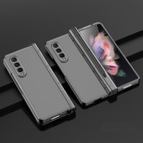 Dteck for Samsung Galaxy Z Fold3 5G Case with Pen Holder & Hinge Protection, Full Body Shockproof Cover with Built-in Screen Protector Matte PC Non-Slip Protective Phone Case for Samsung Z Fold3,Clear