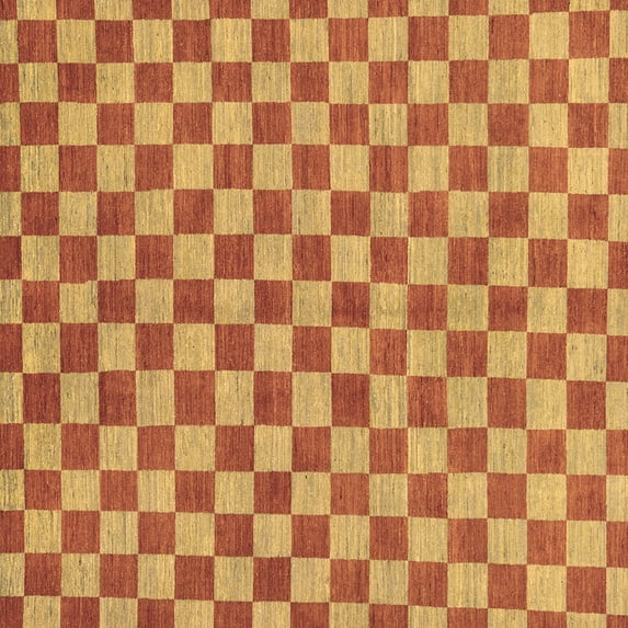 Ahgly Company Indoor Square Checkered Brown Modern Area Rugs, 6' Square