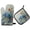 Blue Crab and Shells, variant on 2 PCS Oven Baking Gloves Set Heat Resistant Oven Mitt & Pot Holder Set Cooking Mitts Kitchen Home Supplies Black Cats and Mystical Symbols