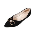 thumbnail image 2 of Ladies 2026 Summer Flat Shoes Solid Color Pointed Toe Metal Buckle Accent Soft Sole Slip On Lightweight Cushioned Orthopedic Arch Support Wide Toe Box Comfort Walking Daily Footwear Black 41, 2 of 9