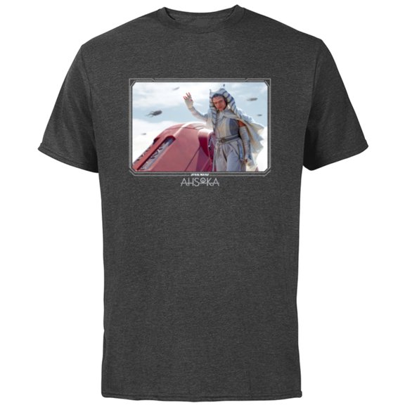 Star Wars Ahsoka Part 5 White Costume & Purrgil StarWhales - Short Sleeve Cotton T-Shirt for Adults - Customized-Charcoal Heather