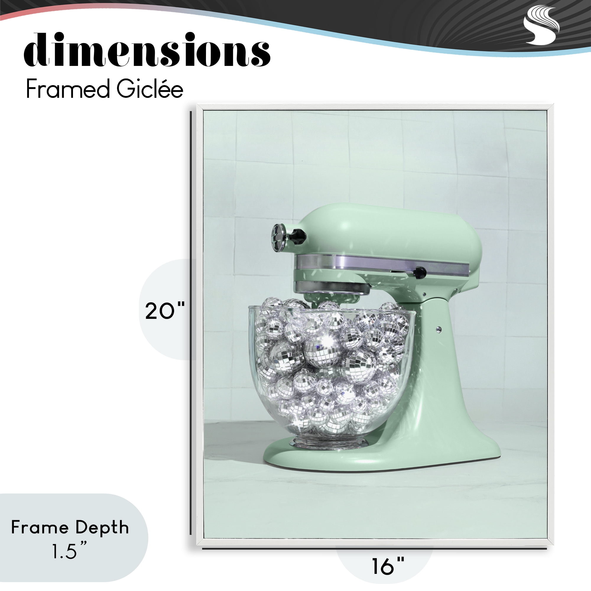 Stupell Industries Disco Kitchen Mixer over Green White Framed Giclee Art, design by LISH Creative