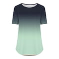 thumbnail image 5 of Plebaso Chemises Dégradées pour Femmes Manches Courtes Col Rond Tunique Décontractée Plissée Blouses Amples Habillées, 5 of 5