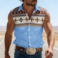 thumbnail image 2 of IWRICH Plus Size Tank Tops for Men Western Cowboy Collar Sleeveless Button down Shirts Stylish Vacation Tops Light Blue XL, 2 of 4