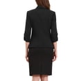 thumbnail image 3 of Blazer de solapa inspirador para mujeres, mangas 3/4, con bolsillo, de un solo botón, traje de trabajo, color negro, 3 of 6