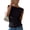 Black, variant on Womens Summers Tops Boat Neck Sleeveless Textured Wave Fabric Ruched Side Casual Everyday Lightweight Blouses Pink S