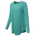 thumbnail image 2 of A2Y Women's Premium Solid Long Sleeve Round Hem Crew Neck Top Shirt Ash Mint L, 2 of 7