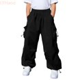thumbnail image 2 of LYHaoo Kids Cargo Pants With Multiple Pockets For Boys And Girls Outdoor Casual Play Everyday Comfortable Boys Cargo Pants(Black), 2 of 7