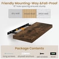 thumbnail image 4 of Floating Shelves 24 Inch Long, 9.3 Inch Deep Floating Shelf for Lving Room, Bedoom, Kitchen, Deep Wall Shelves for Bathroom, 2 Pack Storage Display Shelf for Books, Decors, Rustic Brown, 4 of 14