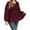 Red, variant on ZKESS Women's Plus Size Long Sleeve Peplum Blouse Elegant Round Neck Shirred Top