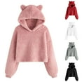 thumbnail image 6 of SwiftWear Plush Hoodies for Girl Cute Teddy Bear Ears Hooded Sweatshirt Long Sleeve Soft Warm Fleece Tops for 7-12 Years, Gray, 6 of 6