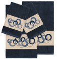 thumbnail image 2 of Authentic Hotel and Spa  Turkish Cotton Circles Embroidered Midnight Blue 4-piece Towel Set, 2 of 5