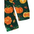 thumbnail image 3 of FOCUSNORM Kids Tracksuit Flared Sleeve Blouse+Pumpkin Print Pants+Hairband, 3 of 7