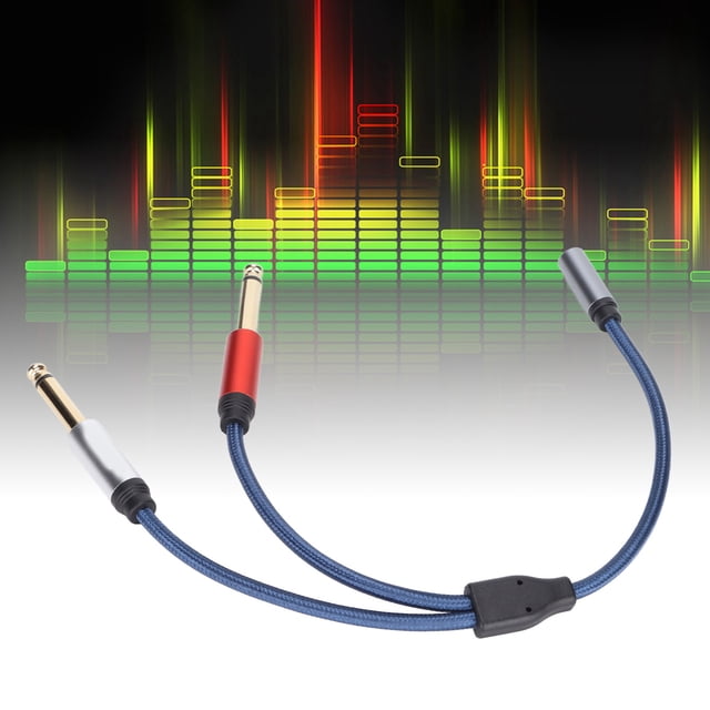 Cable de auricular de 3.5 mm un doble auricular de 6.35 mm, 3.5 mm A Doble Línea de Audio de 6.35 mm Nylon + Aleación de Aluminio de 11.8in y Azul para Amplificador de