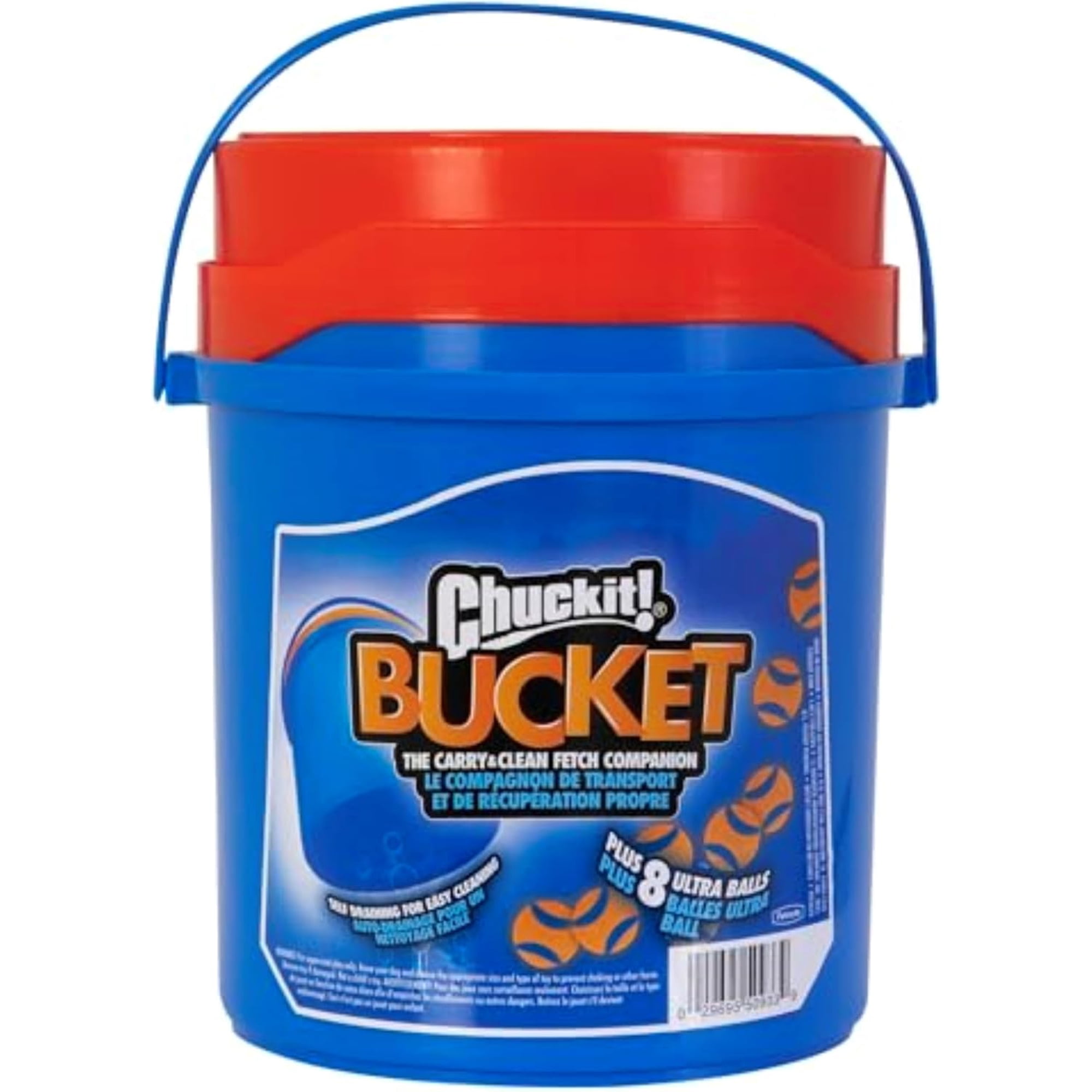 Chuckit! Ultra Ball Rubber Fetch Dog Toy with Carry and Clean Bucket, Includes 8 Medium (2.5") Ultra Balls, for Dogs 20-60 lb