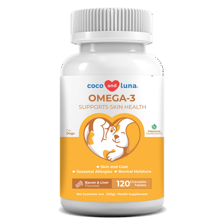 UPC: 0602217996819 | Coco and Luna Skin & Coat Supplement for Dogs – 120 Chewable Tablets