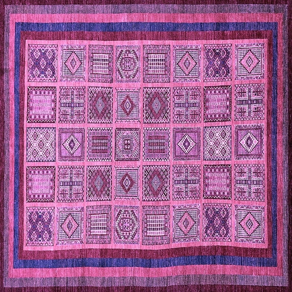 Ahgly Company Indoor Square Abstract Purple Modern Area Rugs, 8' Square