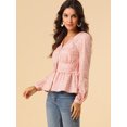 thumbnail image 4 of INSPIRE CHIC Women's Elegant Dots V Neck Smocked Ruffled Hem Peplum Top, 4 of 6
