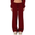 thumbnail image 3 of Nestiefly Wide Leg Sweatpants Women Fleece Sweat Pants Fall Spring Clothes 2026 Baggy Jogger Sweatpant with Pockets Wine L, 3 of 5