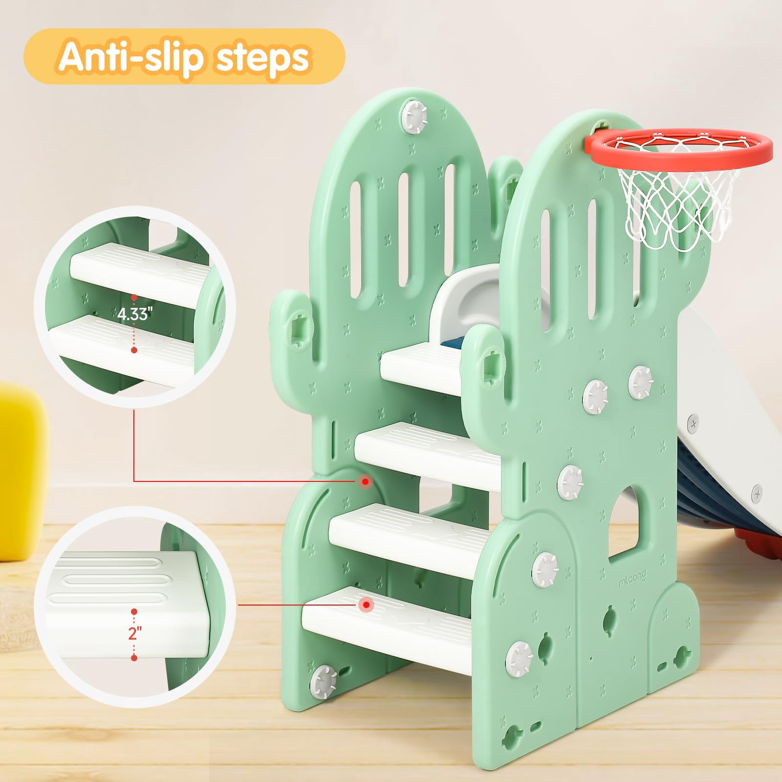 7 in 1 Toddler Slide and Swing Set Large Slide with Basketball Hoop Soccer Golf Indoor Slide and Swing Set for Toddlers Age 1-8 Baby Slide Toddler Slide Climber Set Indoor and Outdoor Playground
