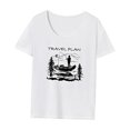thumbnail image 3 of Camiseta de manga corta para mujer, camiseta clásica de moda con cuello redondo para deportes de viaje SG, 3 of 7