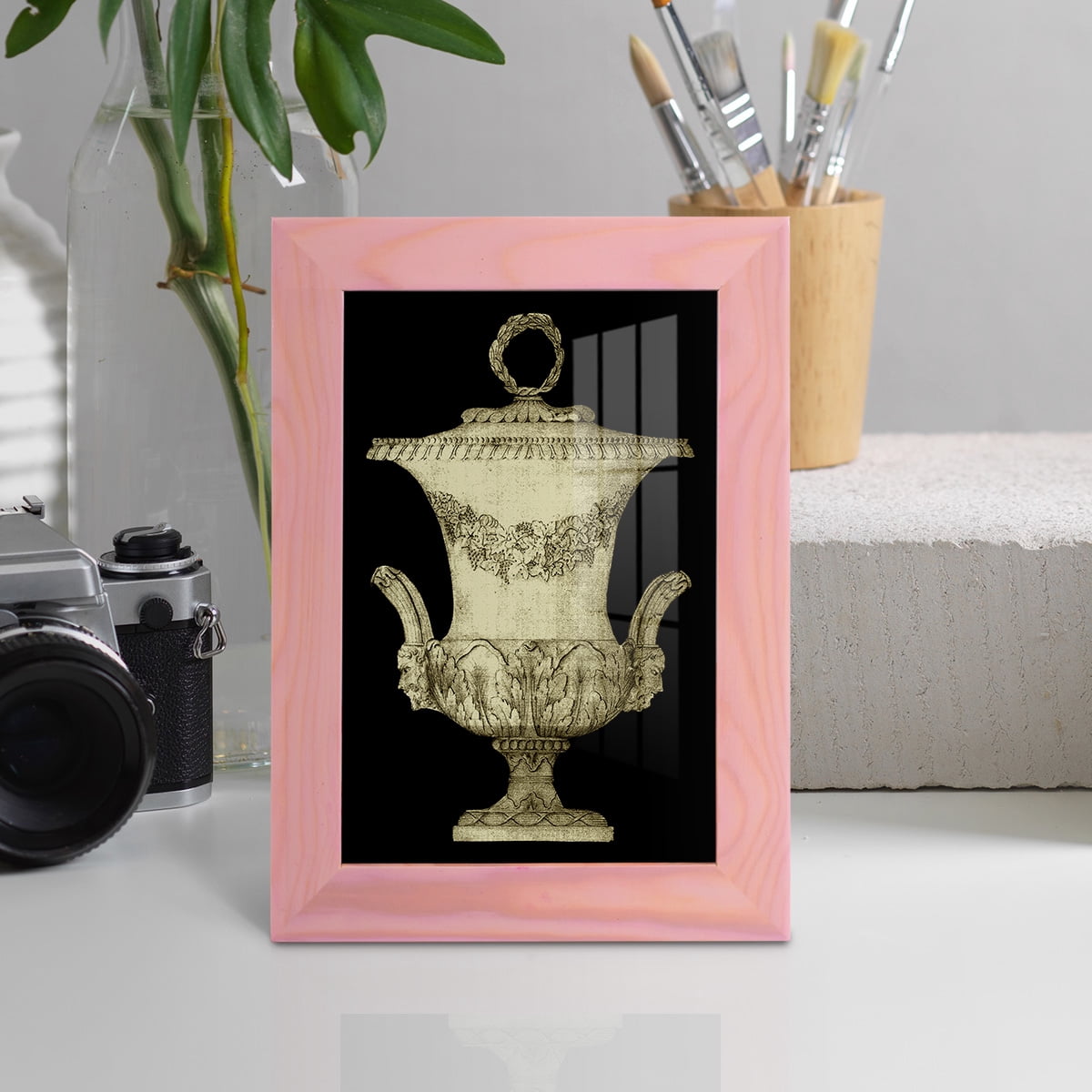 Garden Antiquities III -Framed Print w/glass-Sunset Pink