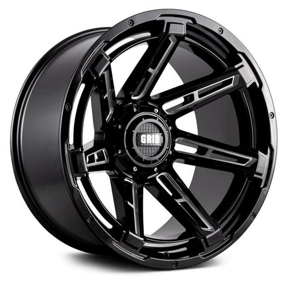 Grid Wheels B2188M124 20 x 10 in. GD12 Gloss Black with Milled Accents Wheel