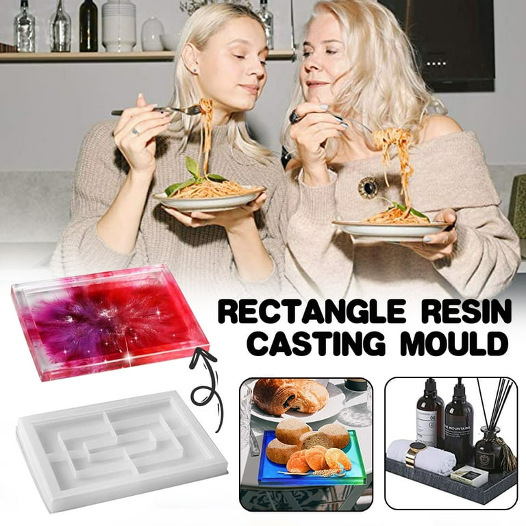 DIY Silicone Large Tray Resin Casting Mold Epoxy Mould Craft Rectangle Tool  Kit