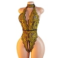 thumbnail image 4 of Levmjia Lingerie Set Lace Teddy Bodysuit One Piece Lingerie For Women Solid Color Soft Sheer Mesh Sleepwear Romantic Valentines Day Gift, 4 of 8