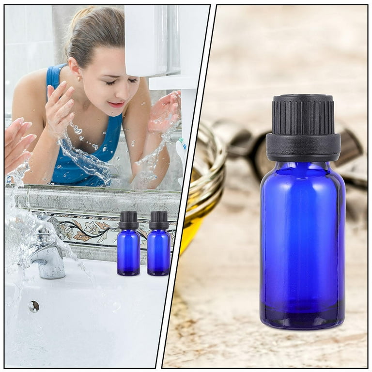 12PCS 10ml Blue Empty Essential Oil Bottle Simple Large Lid Drop Hole Sub Bottle