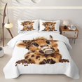 thumbnail image 2 of jejeloiu Highland Cow Leopard Print Bed Spread Queen Kids,Cute Farm Print Queen Coverlet Set,3-Piece, 2 of 7