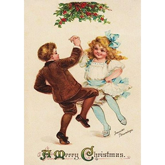 Boy and Girl Dancing, Merry Christmas picture on Stretched Canvas, Wall Art Décor, Ready to Hang!