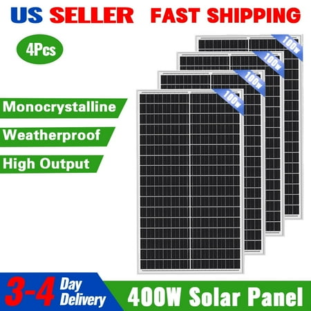 SolarHorizon 4Pcs 100W 12V Monocrystalline Solar Panels - 400W High-Efficiency for RV, Cabin, Off-Grid
